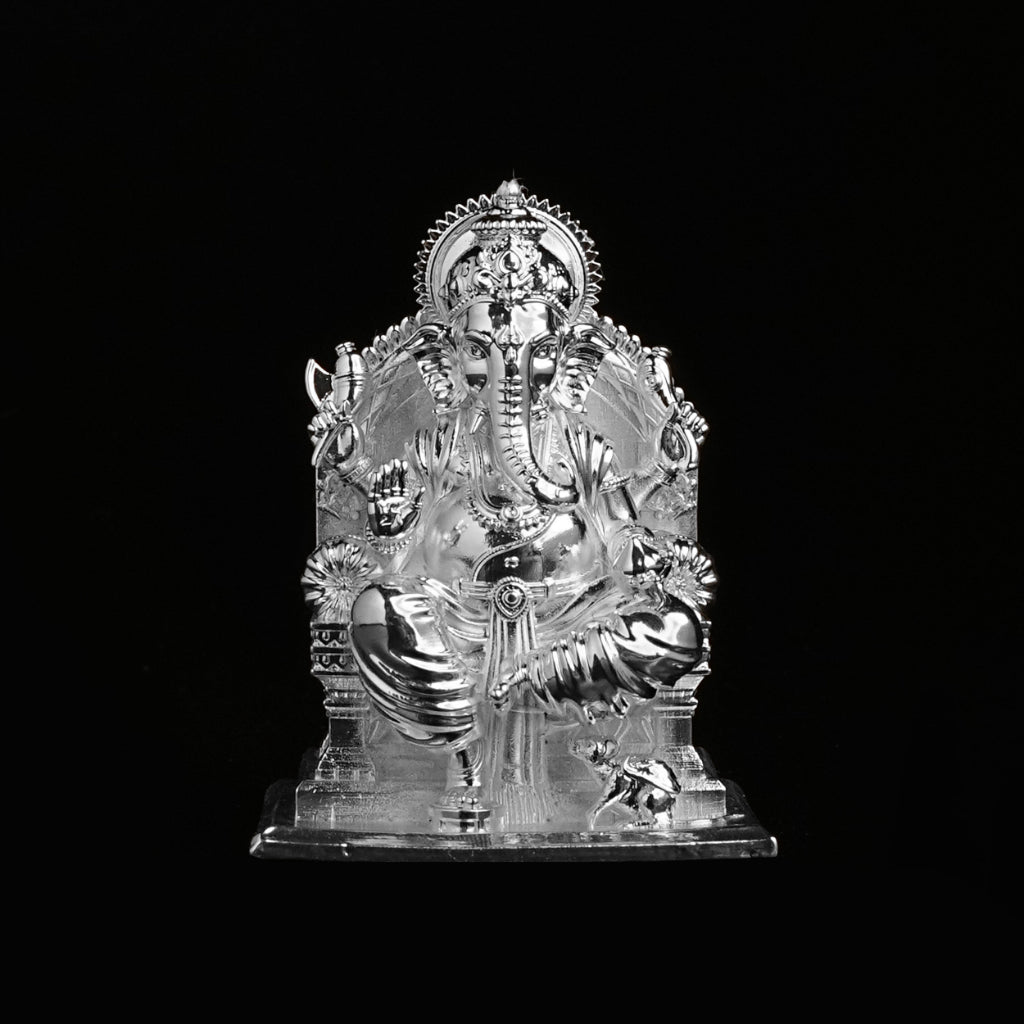 Lalitasana Ganesha Silver Plated Idol Artarium